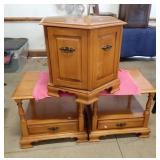 2 Wood End Tables With Drawers And A Cabinet, End