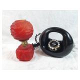 9" unique oil lamp and flash redial phone
