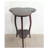 Antique Clover Table With Shelf And Copper