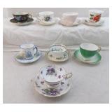Group Of 8 Different Tea Cup And Saucer Sets