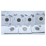 Seven Canadian Five Cent Silvers Starting w/ 1