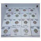16 Mostly Uncirculated Canadian Dimes Starting in