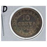 About Uncirculated 1942 Newfoundland Dime with a