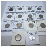 14 USA Nickels Including Buffalo Nickels,