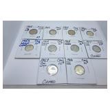 11 Canadian Silver Dimes Starting at 1955 - Some