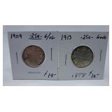 1909 and 1913 Canada Quarters