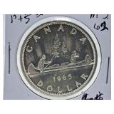 Mint State 1965 Canada One Dollar Coin with a