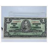 1937 Canadian One Dollar Bill Vibrant Colour