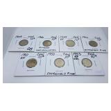 Seven Silver Canadian Dimes 1940, 1950, 1949,
