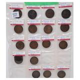 17 British Big Pennies Starting in 1909 Various