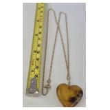 Amber Pendant on 10K gold 19" Chain 4.8 grams