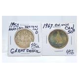 Canadian 50 Cent Pieces - 1950 Partial Design in