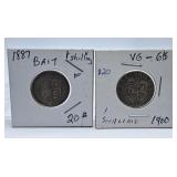 1887 and 1900 British One Shilling Coins