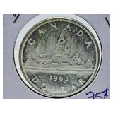 Brilliant Uncirculated 1963 Canada One Dollar