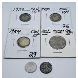 1929, 1930 & 1954 Canadian Dimes, 2017 Stanley