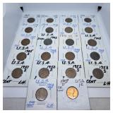 22 Lincoln Head Pennies Starting w/1909 VBD