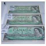 Six Choice Uncirculated Canadian One Dollar Bills