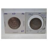 1942 and 1945 Canada 50 Cent Pieces