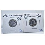 1951 Uncirculated 1954 Choice Uncirculated