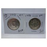 1951 and 1956 Canada 50 Cent Pieces