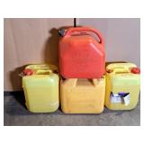 Gas Can, Diesel Can, and 2 Chlorinated Containers