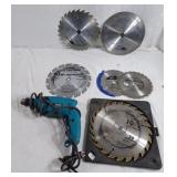 Makita drill with assortment of saw blades