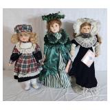 Trio of Porcelain Dolls