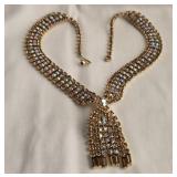 Rhinestone Tassel Necklace.