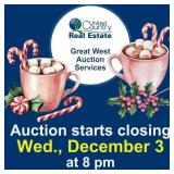 Auction begins to close Wednesday, Dec. 3, at 8 pm
