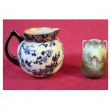Doulton Burslem Cobalt & Ivory Pitcher & RS
