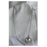 Sterling Silver 925 Ball Locket & 24" Chain