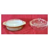 2 Pyrex covered casserole dishes