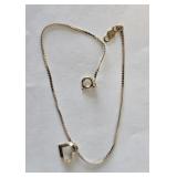 Floating Heart 14K Gold  7" Bracelet