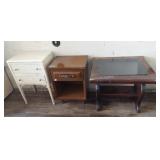 Glass top table, Bed side table and Sewing table