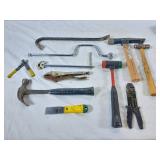 Hammers, Vise Grips, wire strippers, putty knife,