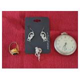 Felicitas ring watch, Westclox pocket watch (has