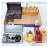 Assorted Router Bits, Hole Saw kit, etc