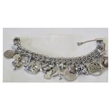 Vintage Sterling Silver Charm Bracelet  57.3 grams