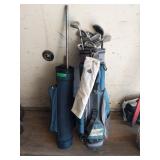 2, golf club bags, power bilt right handed golf