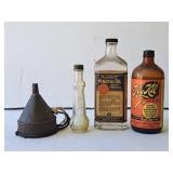 Vintage Bottles & Funnel