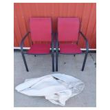 Pair of patio chairs with chair cover