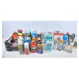 Assorted partial lubricants, cleaners, paint, and