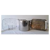 Copper Serving Tray, Stock Pot & Glass Server