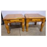 Pair of side tables with drawers. Matches to lot