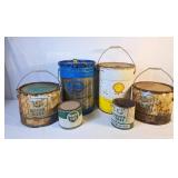 Vintage Oil & Grease Pails - Esso, White Rose,