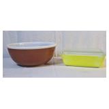 Pyrex Americana 404 Bowl & Yellow 503 Fridgie