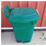 Green Recycling Bin on Wheels.