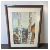 Framed watercolour painting, signed M. Carr