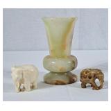 Marble Vase & Two Elephants