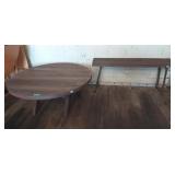 Rustic wood bench and table